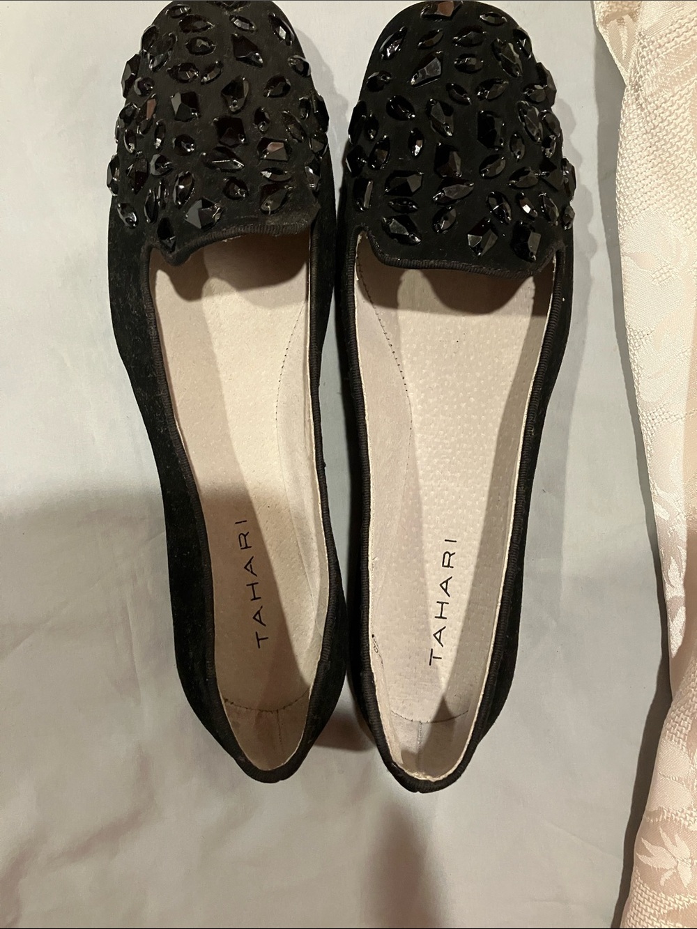 Tahari Black Jeweled Slip-On Loafers - Picture 4 of 14